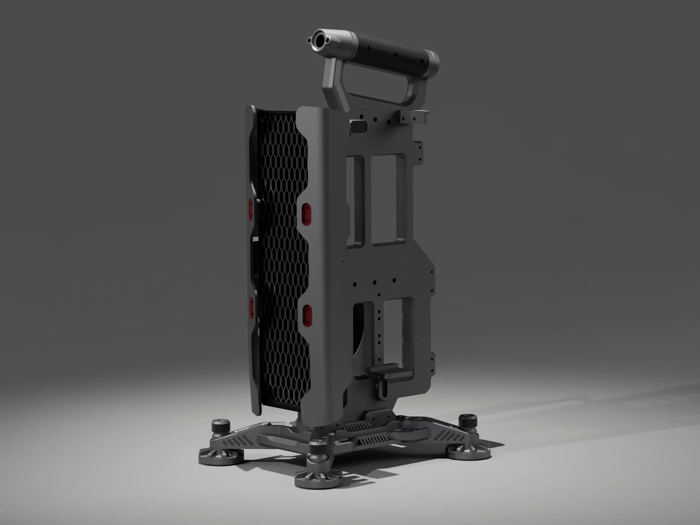 VECTOR · reverse structure — open-frame PC case development render