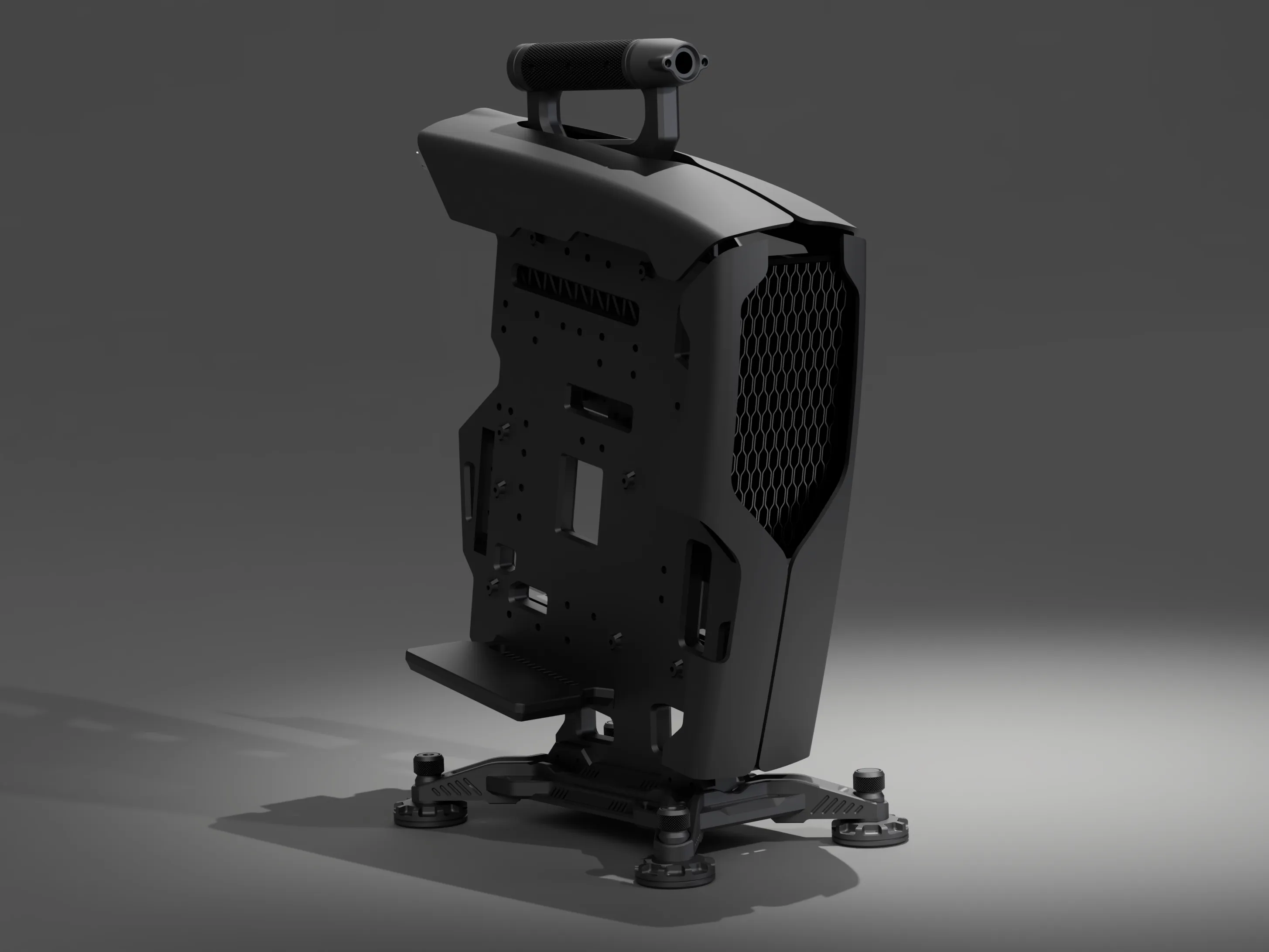 TITAN · without hardware — open-frame PC case development render